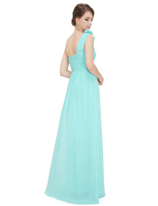 One Shoulder Floral Padded Bridesmaid Evening Dress