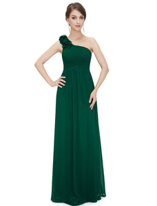 One Shoulder Floral Padded Bridesmaid Evening Dress