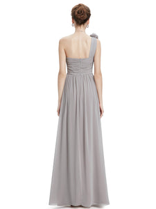 One Shoulder Floral Padded Bridesmaid Evening Dress