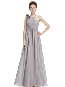 One Shoulder Floral Padded Bridesmaid Evening Dress