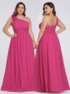 One Shoulder Floral Padded Bridesmaid Evening Dress