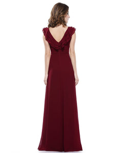 V-neck Empire Waist Sleeveless Evening Dress