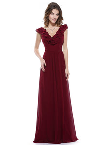 V-neck Empire Waist Sleeveless Evening Dress