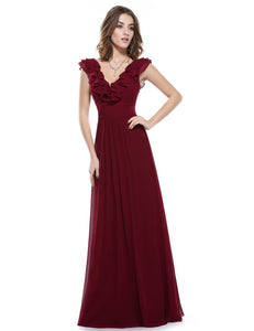 V-neck Empire Waist Sleeveless Evening Dress