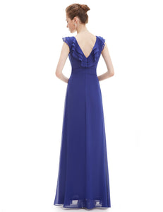 V-neck Empire Waist Sleeveless Evening Dress