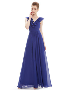 V-neck Empire Waist Sleeveless Evening Dress