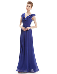 V-neck Empire Waist Sleeveless Evening Dress