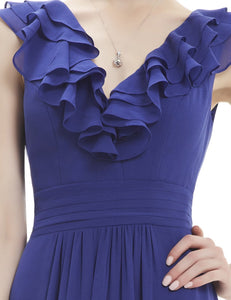 V-neck Empire Waist Sleeveless Evening Dress