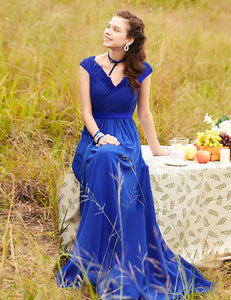 V-neck Long Party Evening Formal Dress