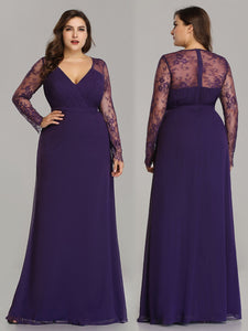 V-neck Long Sleeve Evening Party Dress