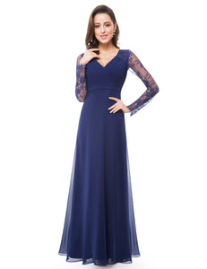 V-neck Long Sleeve Evening Party Dress