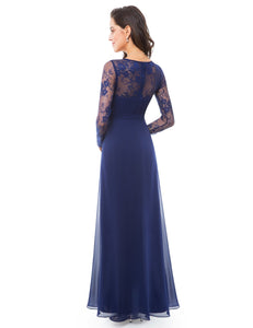 V-neck Long Sleeve Evening Party Dress