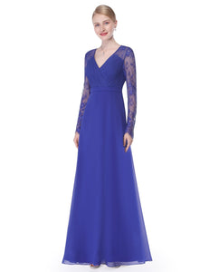 V-neck Long Sleeve Evening Party Dress