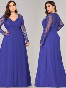 V-neck Long Sleeve Evening Party Dress