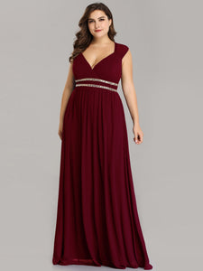 V-Neck Open Back Empire Waist Evening Dresses