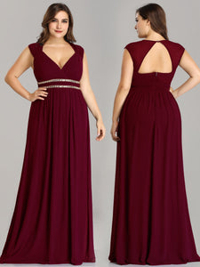 V-Neck Open Back Empire Waist Evening Dresses