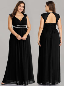 V-Neck Open Back Empire Waist Evening Dresses