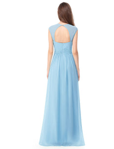 V-Neck Open Back Empire Waist Evening Dresses