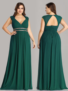 V-Neck Open Back Empire Waist Evening Dresses