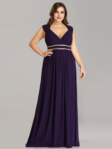 V-Neck Open Back Empire Waist Evening Dresses