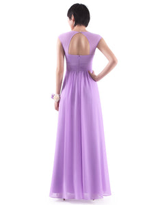 V-Neck Open Back Empire Waist Evening Dresses