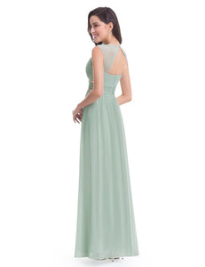 V-Neck Open Back Empire Waist Evening Dresses