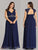 V-Neck Empire Waist Maxi Evening Gowns