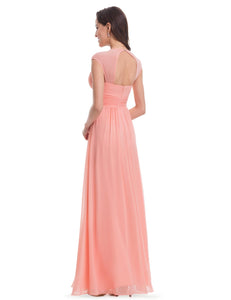 V-Neck Empire Waist Maxi Evening Gowns