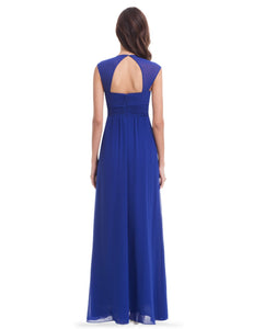 V-Neck Empire Waist Maxi Evening Gowns