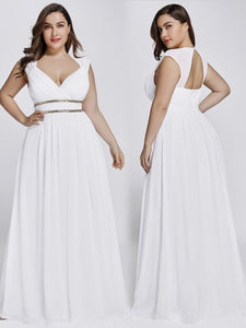 V-Neck Empire Waist Maxi Evening Gowns