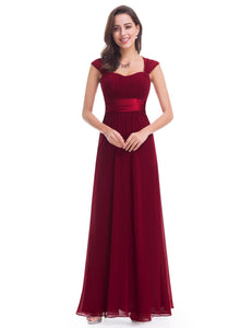 Square Neck Long Evening Party Dress