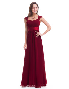 Square Neck Long Evening Party Dress