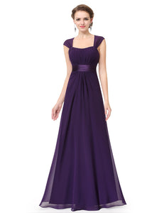 Square Neck Long Evening Party Dress