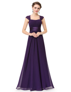 Square Neck Long Evening Party Dress