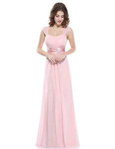 Square Neck Long Evening Party Dress