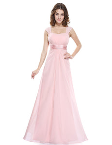 Square Neck Long Evening Party Dress