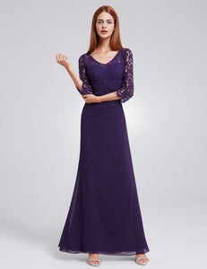 Half Sleeve Long Evening Party Dress