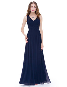 V-Neck Long Evening Party Dress