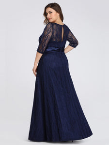 Half Sleeve Long Evening Party Dress