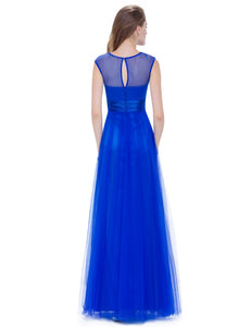 Round Neck Sleeveless Long Evening Party Dress