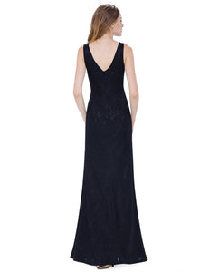 V-Neck Long Evening Party Dress