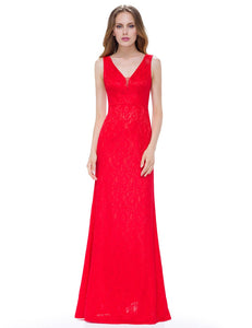 V-Neck Long Evening Party Dress