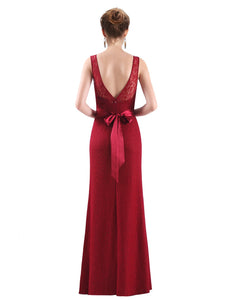 Sleeveless Long Evening Party Dress