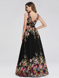 Ever Pretty Sexy Double V-Neck Chiffon  Evening Dress