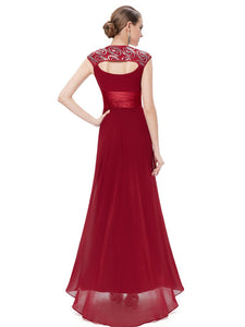 V-neck Chiffon Ruffles Empire Evening Dress  （ Warehoe）