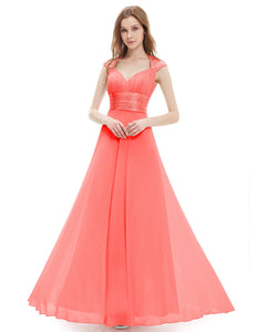 V-neck Chiffon Ruffles Empire Evening Dress  （ Warehoe）