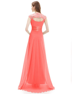 V-neck Chiffon Ruffles Empire Evening Dress  （ Warehoe）