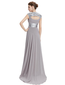 V-neck Chiffon Ruffles Empire Evening Dress  （ Warehoe）