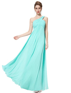 A-line One Shoulder Ruffles Long Evening Dress