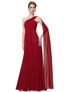 A-line One Shoulder Ruffles Long Evening Dress